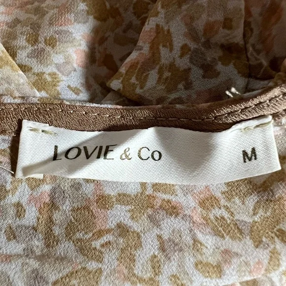 LOVIE & Co Plumba Pleated Dress in Blush Pink Tones Puffy sleeves Size Medium - Picture 6 of 7